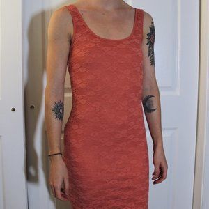 Pink Coral Lace Tight Dress